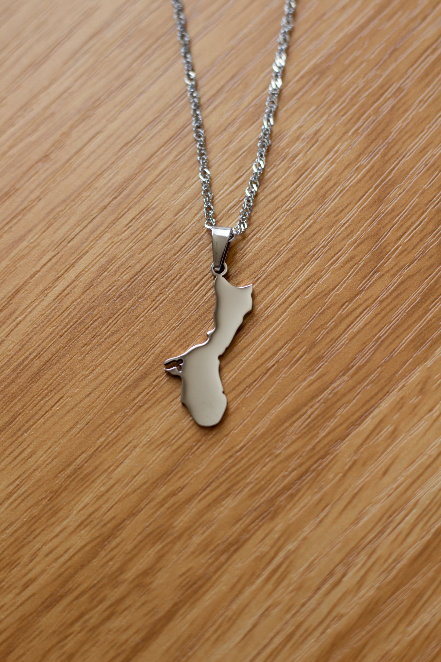 Silver Guam Map Pendant