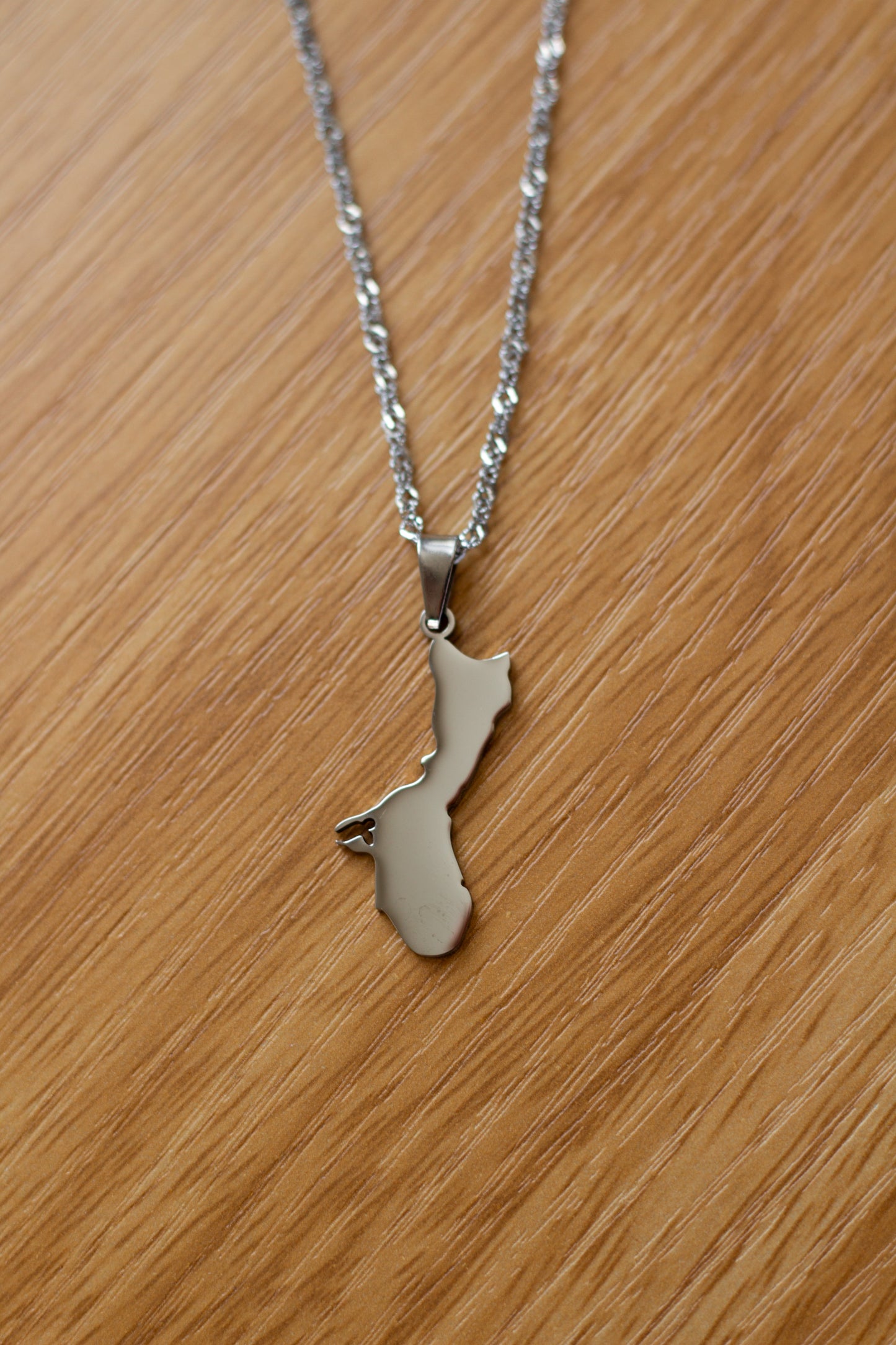 Silver Guam Map Pendant