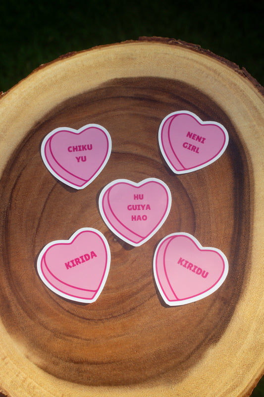 Pink Chamorro Conversation Heart Stickers